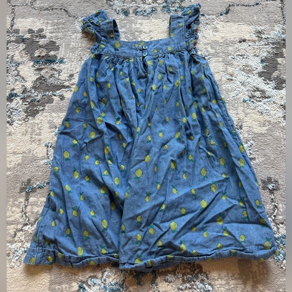 Tucker & Tate Lemon Print Flutter Sleeve Blue Chambray Peasant Dress Girls Sz 4 - Picture 3 of 6